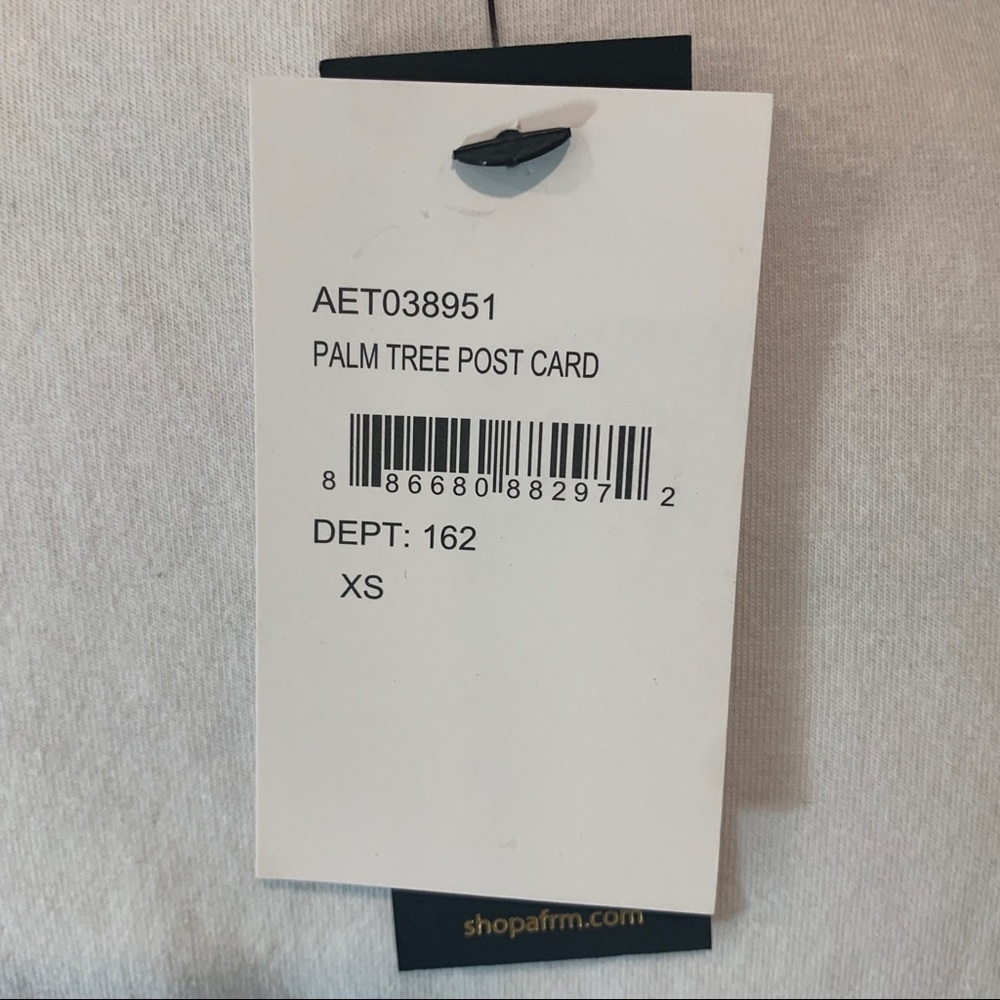 AFRM Palm Tree Post Card Graphic Ruched T Shirt XS - Picture 4 of 6